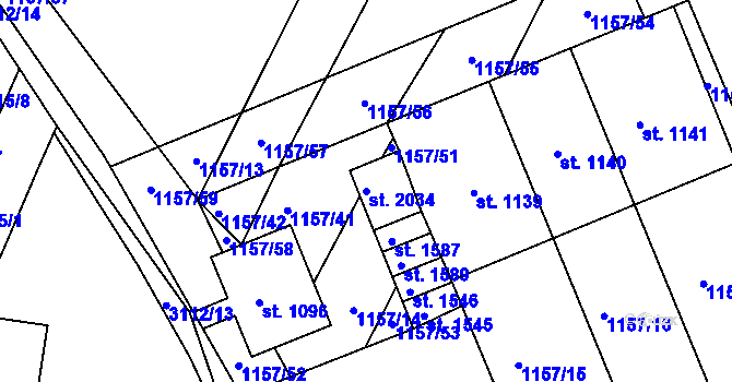 Parcela st. 2034 v KÚ Ivančice, Katastrální mapa
