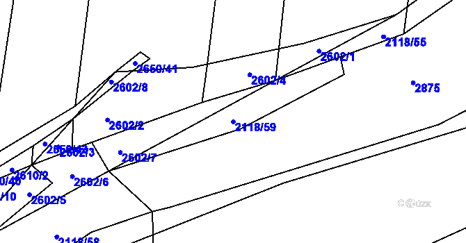 Parcela st. 2118/59 v KÚ Ivančice, Katastrální mapa