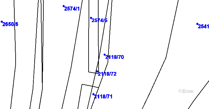 Parcela st. 2118/70 v KÚ Ivančice, Katastrální mapa