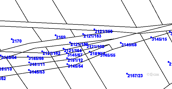 Parcela st. 2121/169 v KÚ Ivančice, Katastrální mapa