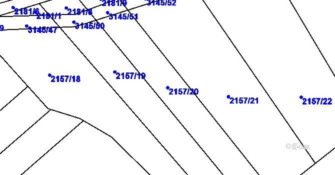 Parcela st. 2157/20 v KÚ Ivančice, Katastrální mapa