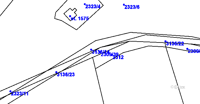 Parcela st. 2309/39 v KÚ Ivančice, Katastrální mapa