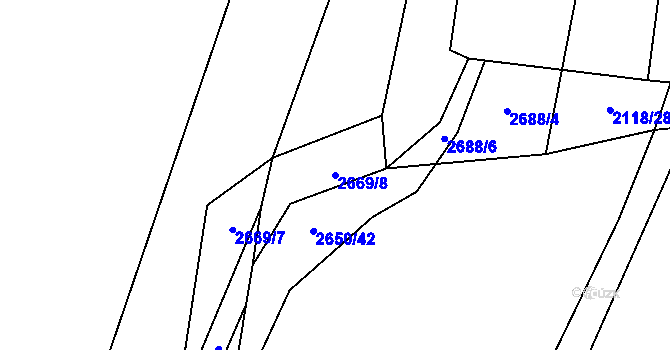 Parcela st. 2669/8 v KÚ Ivančice, Katastrální mapa