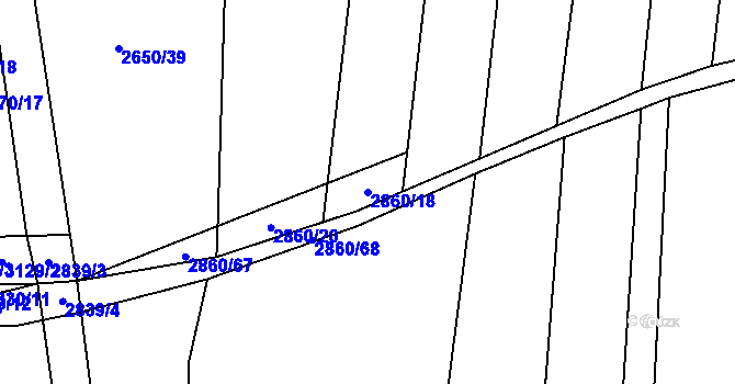 Parcela st. 2860/18 v KÚ Ivančice, Katastrální mapa