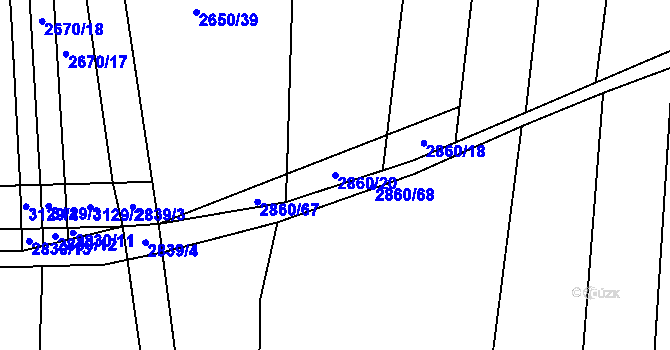 Parcela st. 2860/20 v KÚ Ivančice, Katastrální mapa