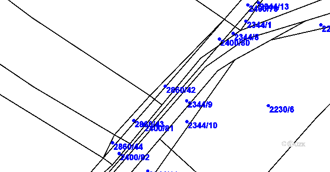 Parcela st. 2860/42 v KÚ Ivančice, Katastrální mapa