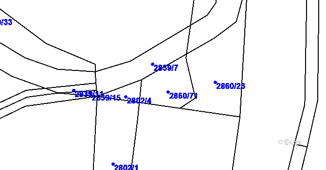 Parcela st. 2860/70 v KÚ Ivančice, Katastrální mapa