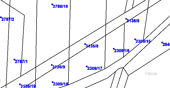 Parcela st. 3136/8 v KÚ Ivančice, Katastrální mapa