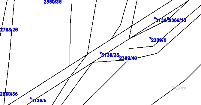 Parcela st. 3136/25 v KÚ Ivančice, Katastrální mapa