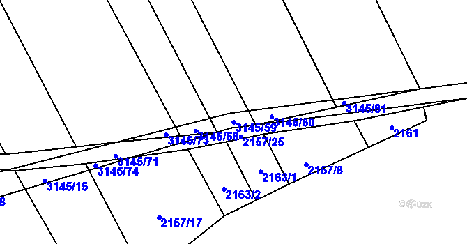 Parcela st. 3145/59 v KÚ Ivančice, Katastrální mapa