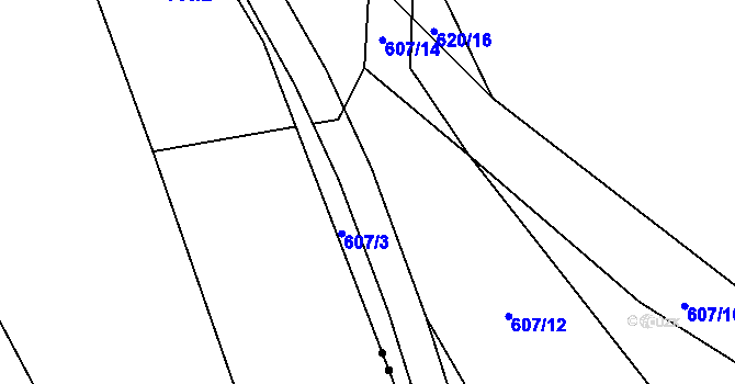 Parcela st. 607/5 v KÚ Ivančice, Katastrální mapa