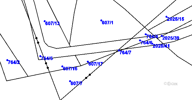 Parcela st. 607/6 v KÚ Ivančice, Katastrální mapa