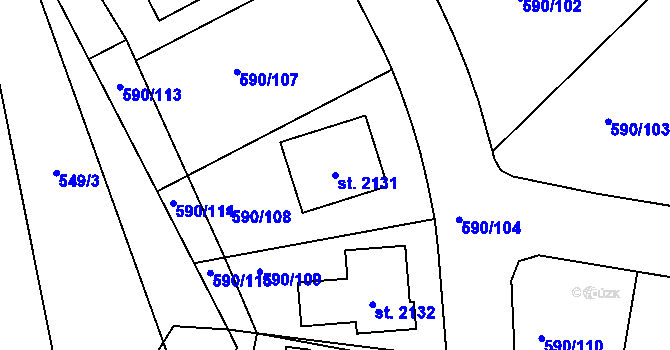 Parcela st. 2131 v KÚ Ivančice, Katastrální mapa