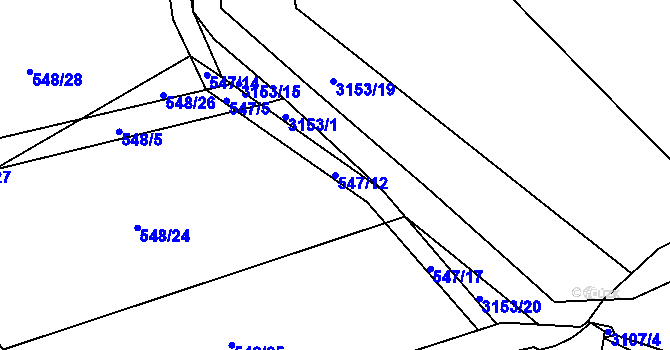 Parcela st. 547/12 v KÚ Ivančice, Katastrální mapa