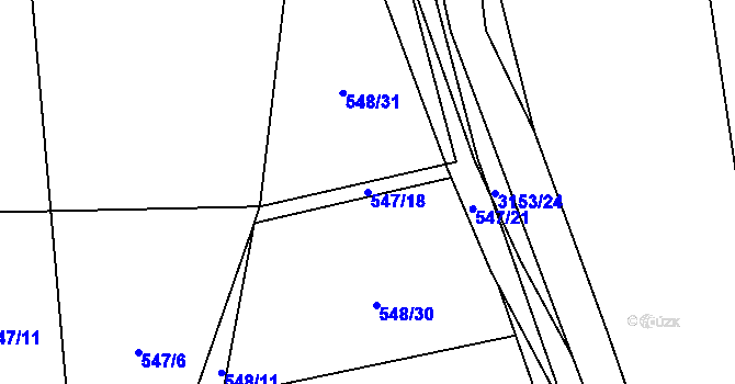 Parcela st. 547/18 v KÚ Ivančice, Katastrální mapa