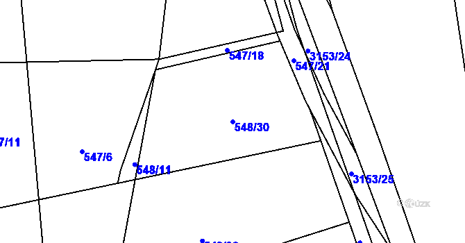 Parcela st. 548/30 v KÚ Ivančice, Katastrální mapa