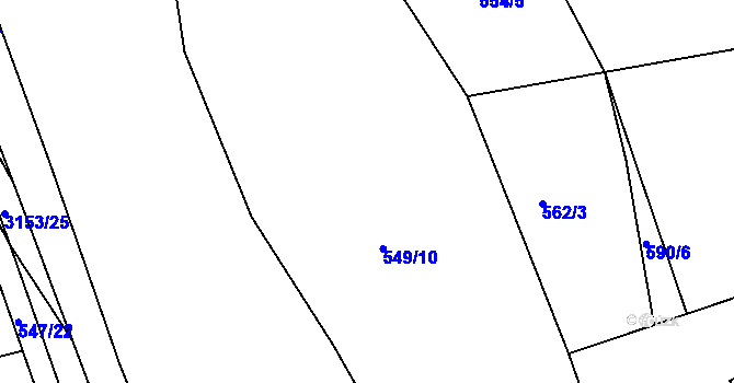 Parcela st. 549/12 v KÚ Ivančice, Katastrální mapa
