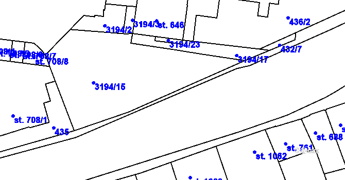 Parcela st. 432/13 v KÚ Ivančice, Katastrální mapa