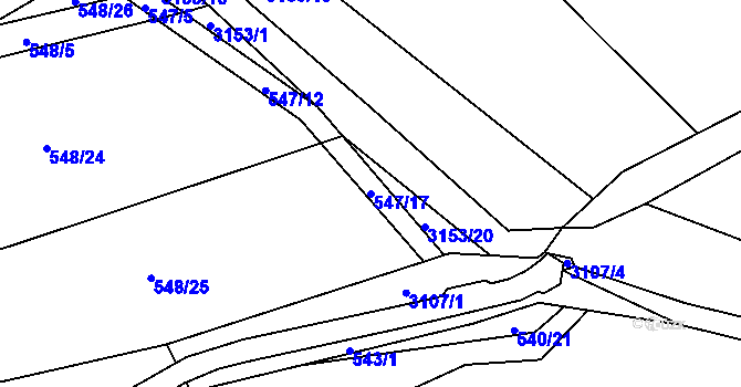 Parcela st. 547/17 v KÚ Ivančice, Katastrální mapa