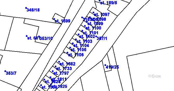 Parcela st. 357/17 v KÚ Ivančice, Katastrální mapa
