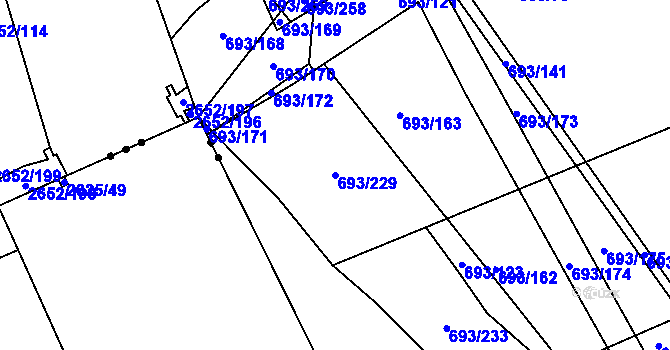 Parcela st. 693/229 v KÚ Ivančice, Katastrální mapa