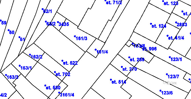 Parcela st. 161/4 v KÚ Ivančice, Katastrální mapa