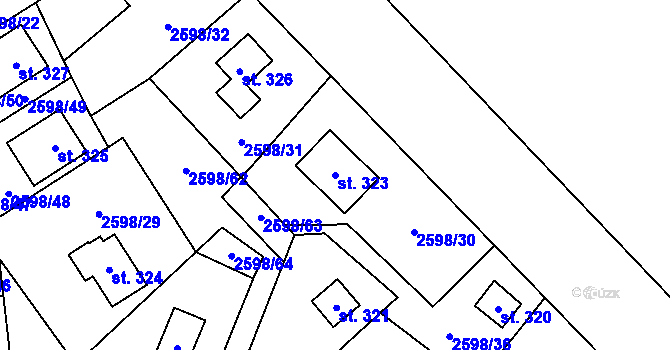 Parcela st. 323 v KÚ Kounické Předměstí, Katastrální mapa