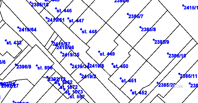 Parcela st. 449 v KÚ Kounické Předměstí, Katastrální mapa