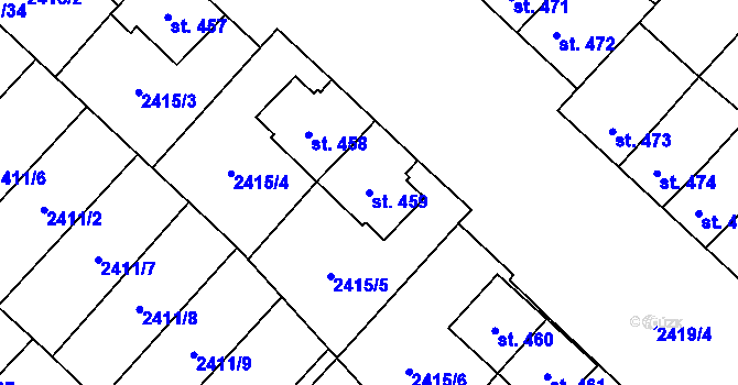Parcela st. 459 v KÚ Kounické Předměstí, Katastrální mapa