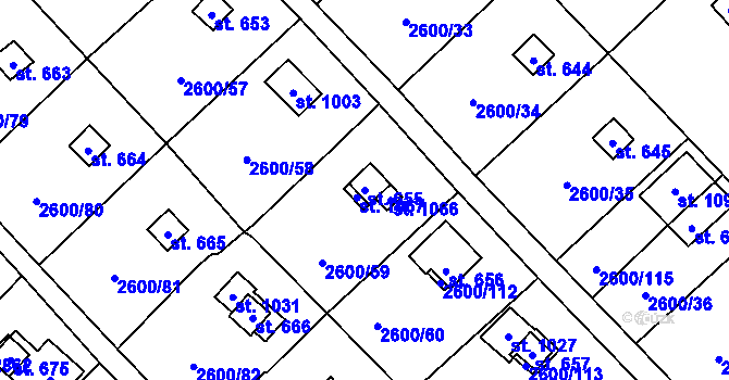 Parcela st. 655 v KÚ Kounické Předměstí, Katastrální mapa