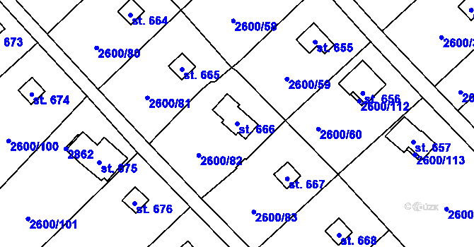 Parcela st. 666 v KÚ Kounické Předměstí, Katastrální mapa