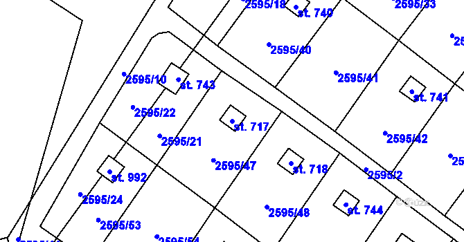 Parcela st. 717 v KÚ Kounické Předměstí, Katastrální mapa