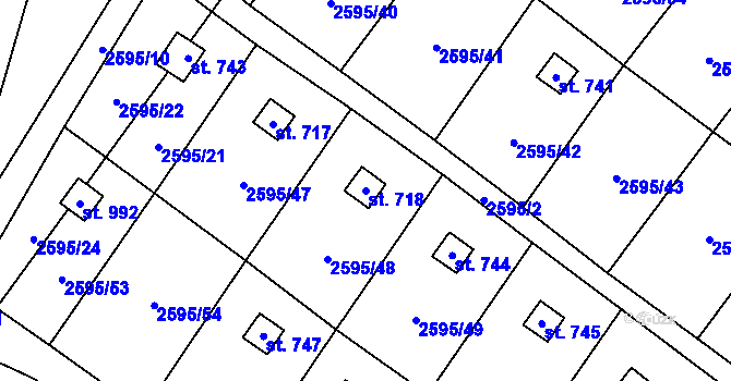 Parcela st. 718 v KÚ Kounické Předměstí, Katastrální mapa