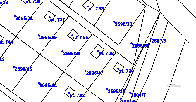 Parcela st. 738 v KÚ Kounické Předměstí, Katastrální mapa
