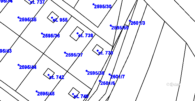 Parcela st. 739 v KÚ Kounické Předměstí, Katastrální mapa
