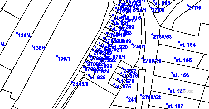 Parcela st. 871/1 v KÚ Kounické Předměstí, Katastrální mapa