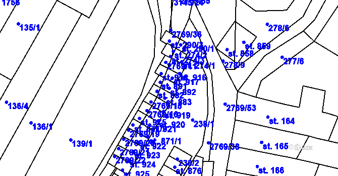 Parcela st. 892 v KÚ Kounické Předměstí, Katastrální mapa