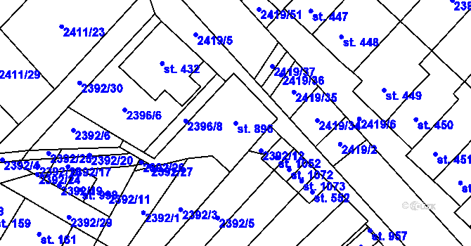 Parcela st. 896 v KÚ Kounické Předměstí, Katastrální mapa