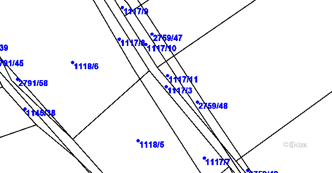 Parcela st. 1117/3 v KÚ Kounické Předměstí, Katastrální mapa