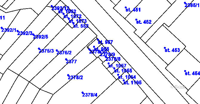 Parcela st. 2378/9 v KÚ Kounické Předměstí, Katastrální mapa
