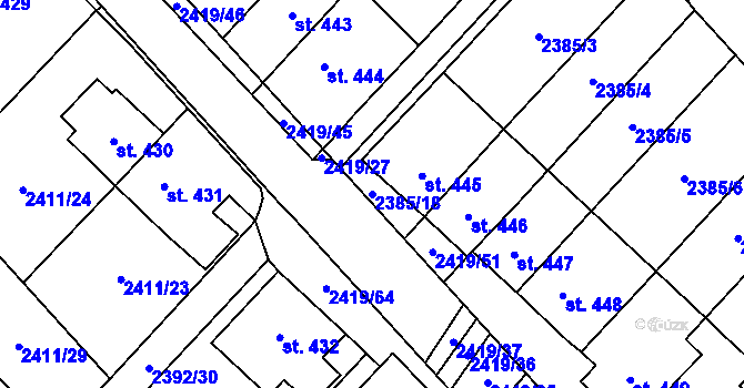 Parcela st. 2385/18 v KÚ Kounické Předměstí, Katastrální mapa