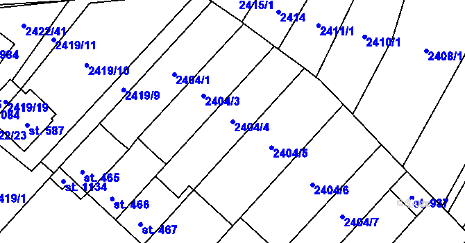Parcela st. 2404/4 v KÚ Kounické Předměstí, Katastrální mapa
