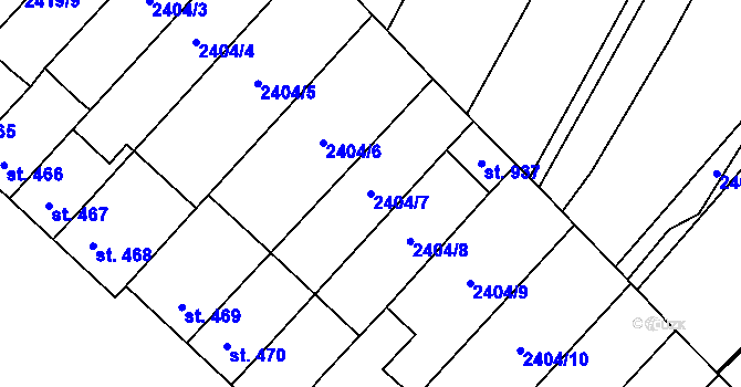 Parcela st. 2404/7 v KÚ Kounické Předměstí, Katastrální mapa
