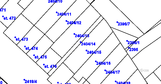 Parcela st. 2404/14 v KÚ Kounické Předměstí, Katastrální mapa