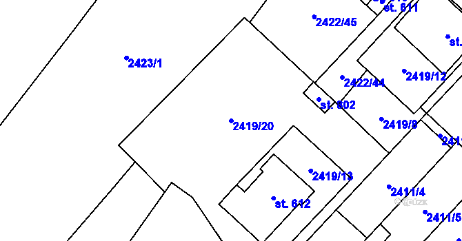 Parcela st. 2419/20 v KÚ Kounické Předměstí, Katastrální mapa