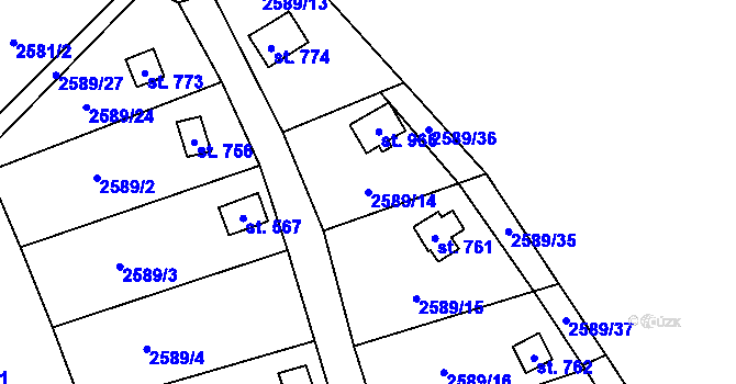 Parcela st. 2589/14 v KÚ Kounické Předměstí, Katastrální mapa