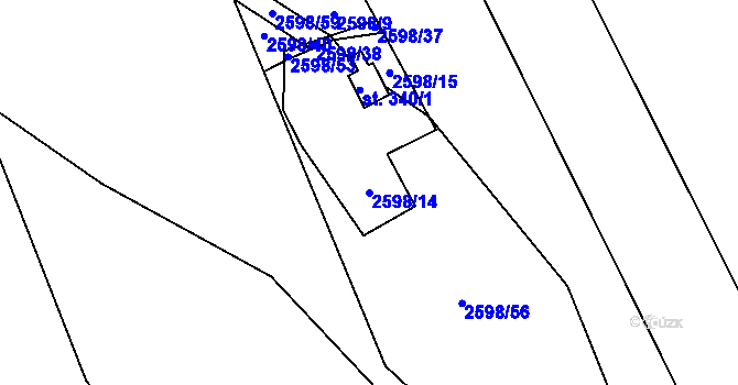 Parcela st. 2598/14 v KÚ Kounické Předměstí, Katastrální mapa