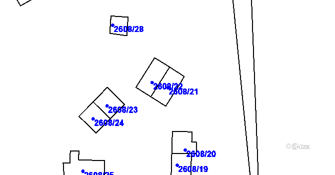 Parcela st. 2608/21 v KÚ Kounické Předměstí, Katastrální mapa