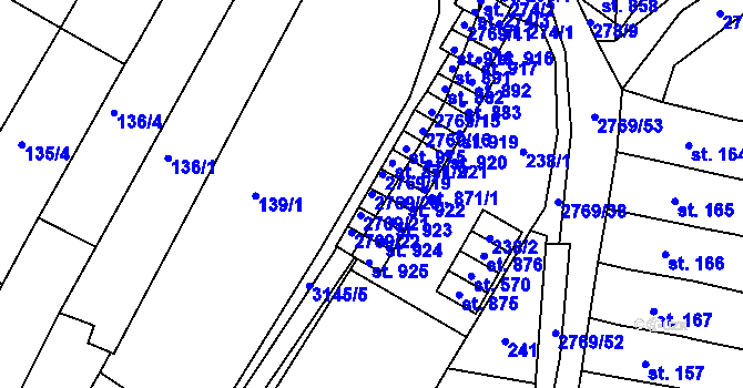 Parcela st. 2769/20 v KÚ Kounické Předměstí, Katastrální mapa