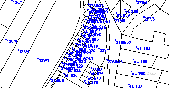 Parcela st. 919 v KÚ Kounické Předměstí, Katastrální mapa